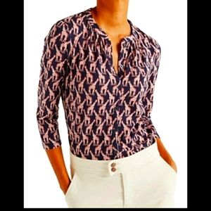 Boden Navy and Orange Giraffe Print Jersey Top